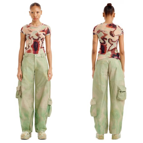 Collina Strada Plaid Lawn Cargo Pant Celadon Mums SS25 Runway Size Medium NWT - Picture 11 of 11